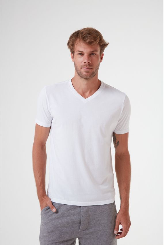 Camiseta V Neck-Branco