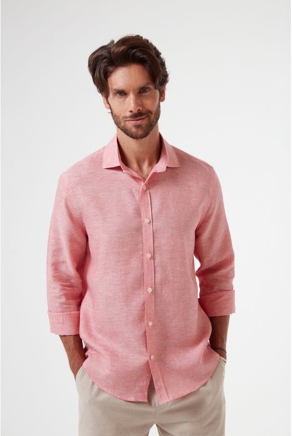 Camisa Linho Mescla-Romã