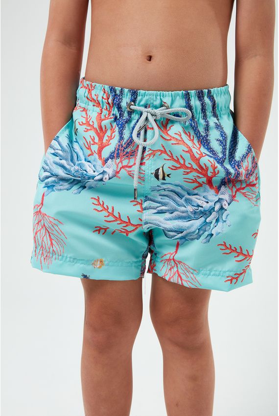 Shorts Coral-Azul Turquesa