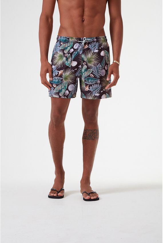 Shorts Folhagem Triya-Preto