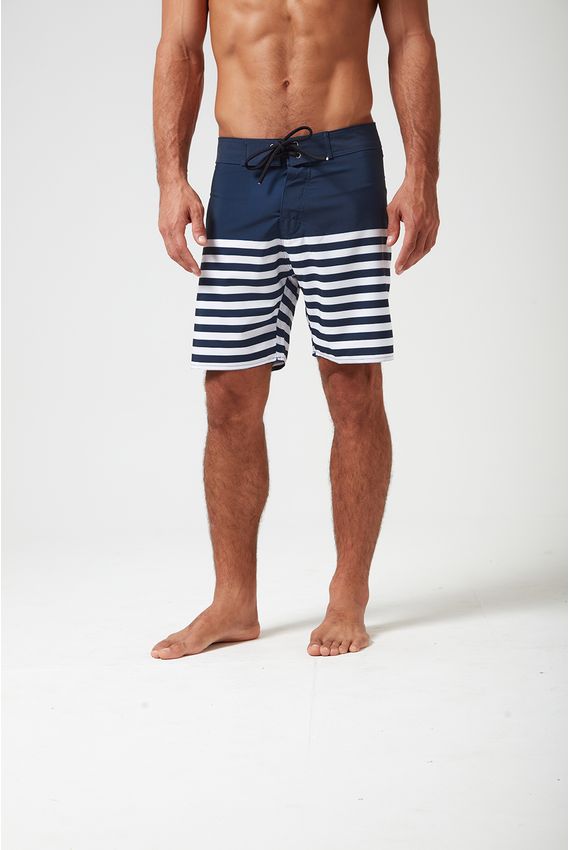 Shorts Surf Listras-Marinho C/Branco