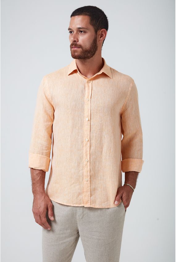 Camisa Linho Mescla-Melao