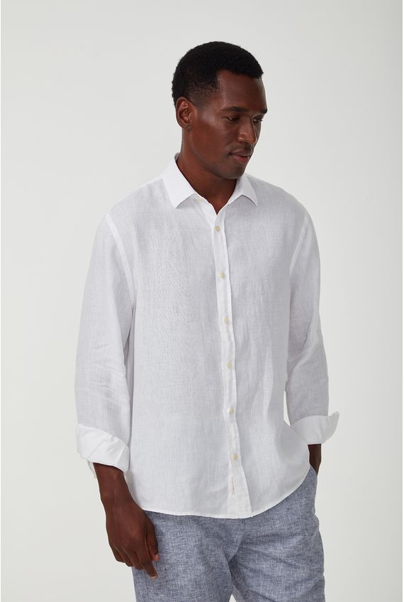 Camisa Puro Linho Tinturado - V24-Branco