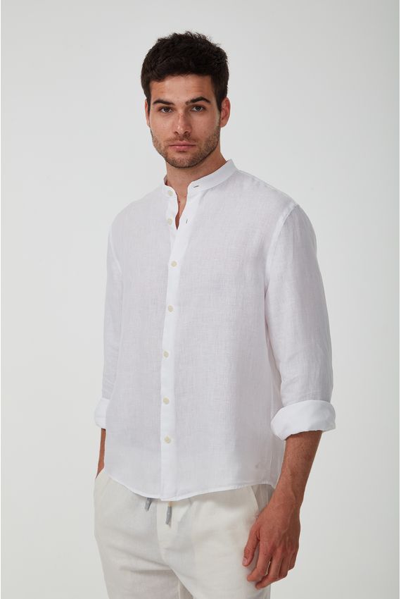 Camisa G Padre Puro Linho Tinturada -V24-Branco