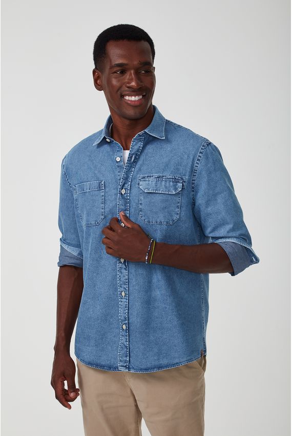 Camisa Jeans - V24-Azul