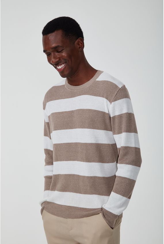 Tricot Listras Mescla - V24-Off White/Khaki