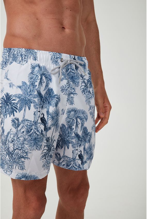 Shorts Agua Cena Tropical - V24-Branco C/Marinho