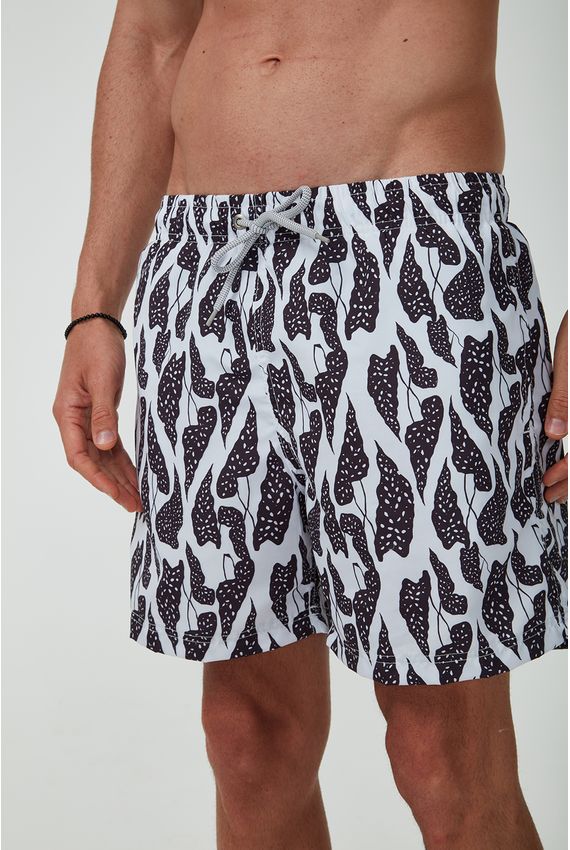 Shorts Agua Begonia - V24-Preto C/ Branco