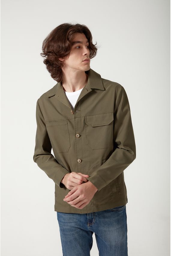 Jaqueta Overshirt Bolsos - V24-Verde Oliva