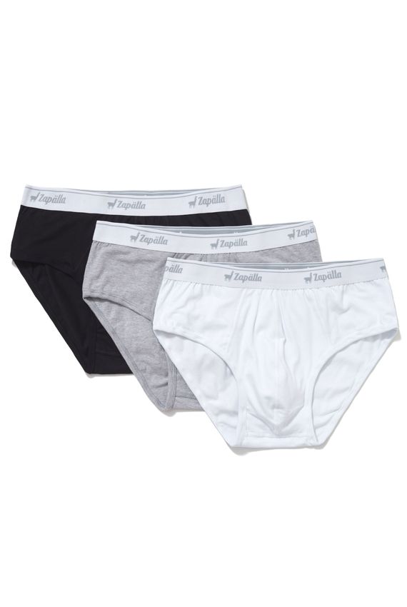 Kit Cueca Slip C/ 3-Preto/Mescla/Branco