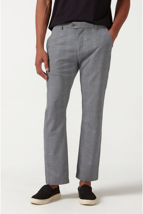 Calca Alfaiataria Xadrez - I24 - Marinho/Cinza