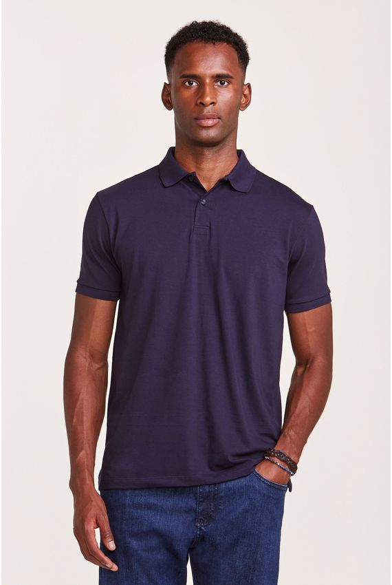 Polo Malha Pima Azul Marinho