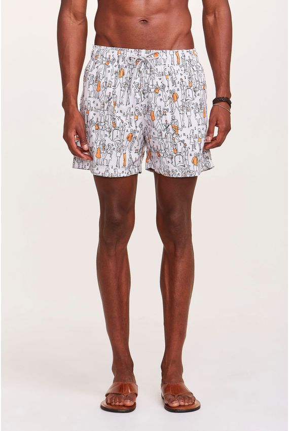 Short Água Aperol Party Off White e Preto