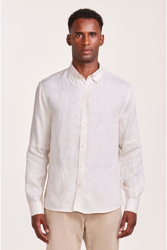 Camisa Linho Fil a Fil Khaki