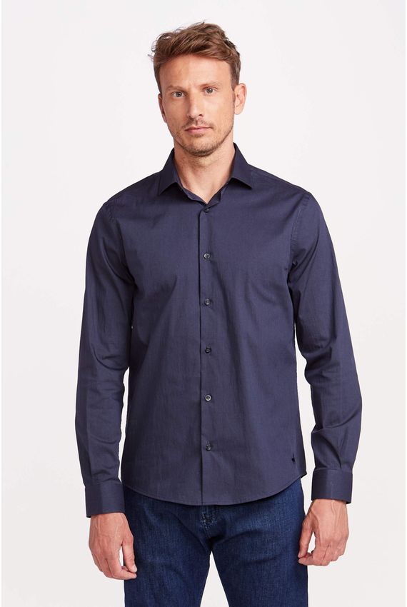 Camisa Tricoline Azul Marinho