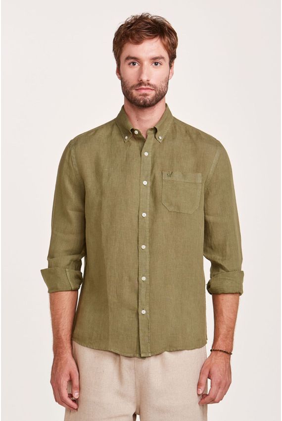Camisa Linho Tinturado Verde