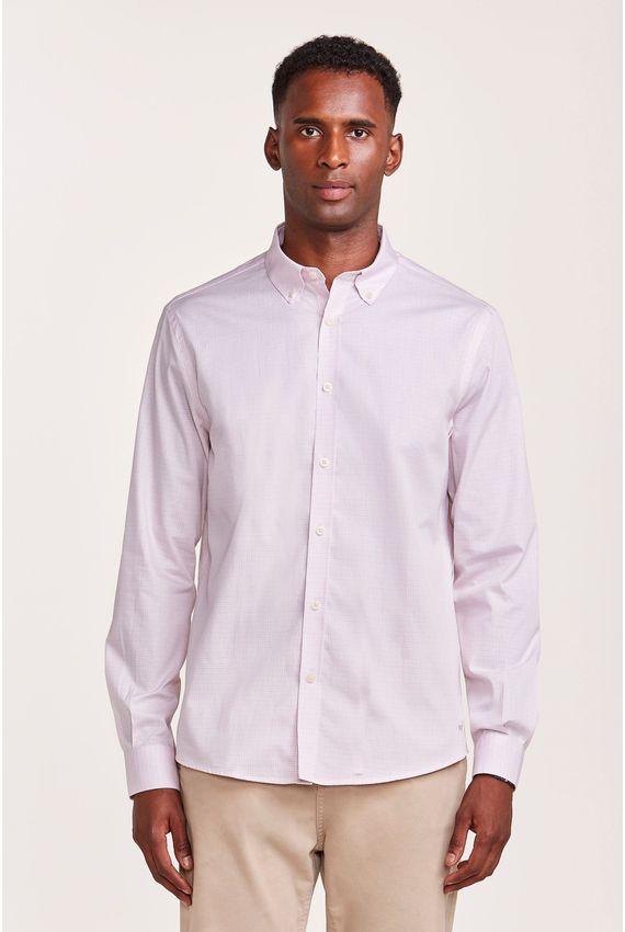 Camisa Tricoline Quadros Rosa Claro
