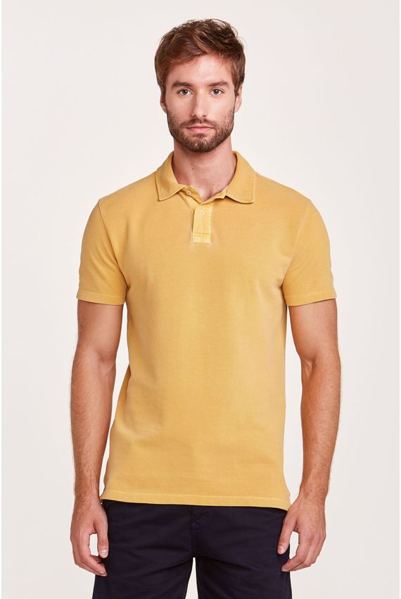 Polo Malha Piquet Stone Mostarda