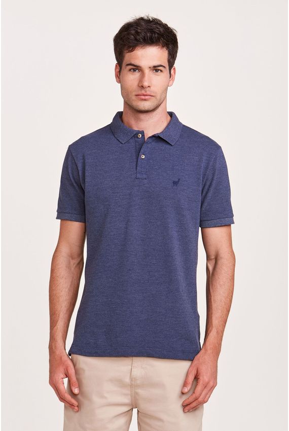 Polo Piquet Mescla Azul Marinho