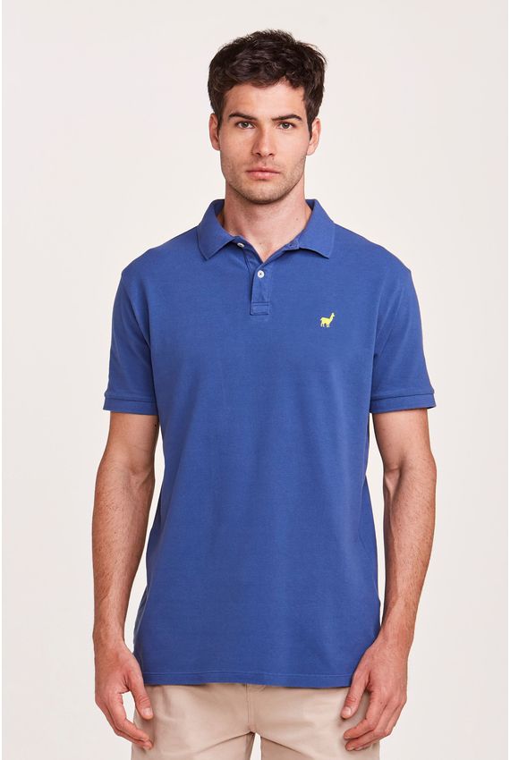 Polo Lhama Malha Piquet Azul Índigo