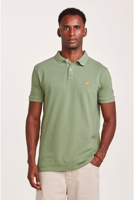 Polo Lhama Malha Piquet Verde
