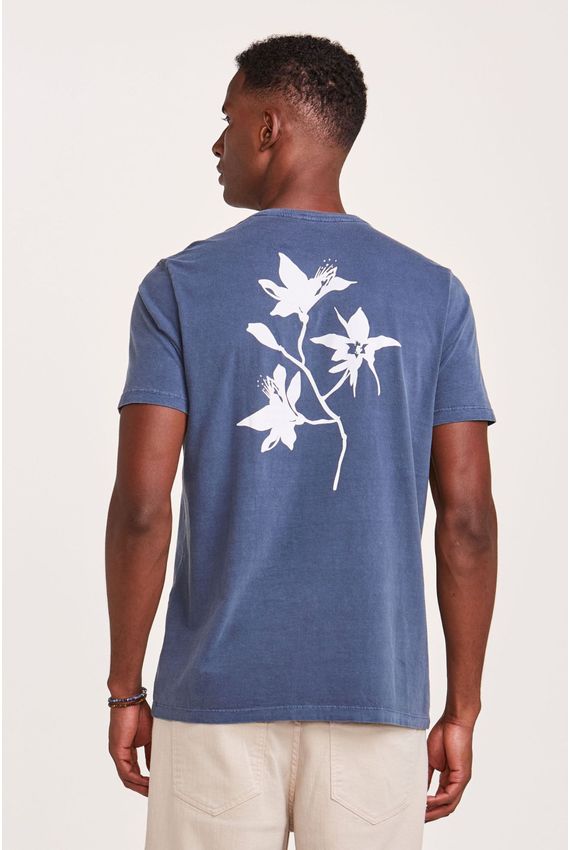 Camiseta Flor Stone Azul Marinho