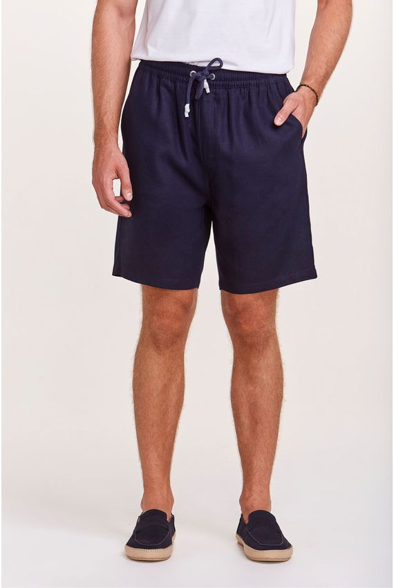 Bermuda Relax Linho Azul Marinho