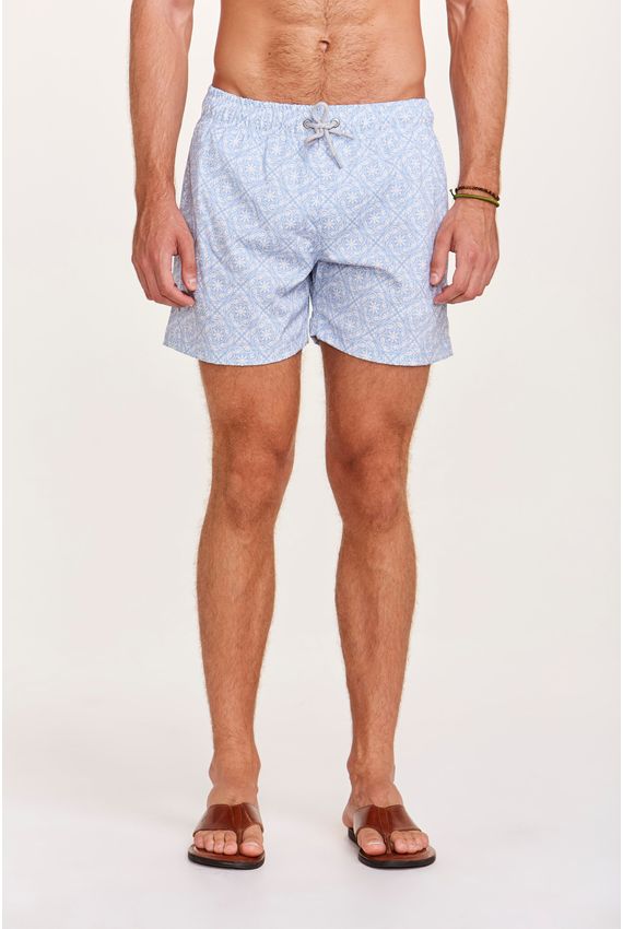 Short Água Cerâmica Branco e Azul