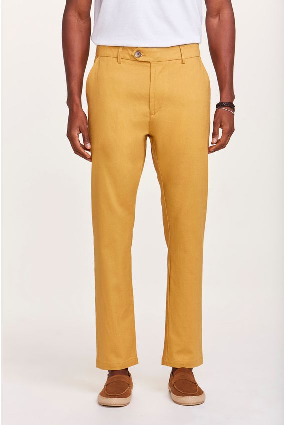 Calça Alfaiataria Linho Mostarda