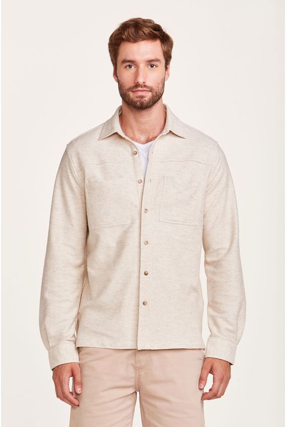 Jaqueta Overshirt Rústica Moletom Natural Areia