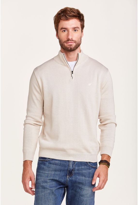 Tricot Pablo Meio Zíper Off White
