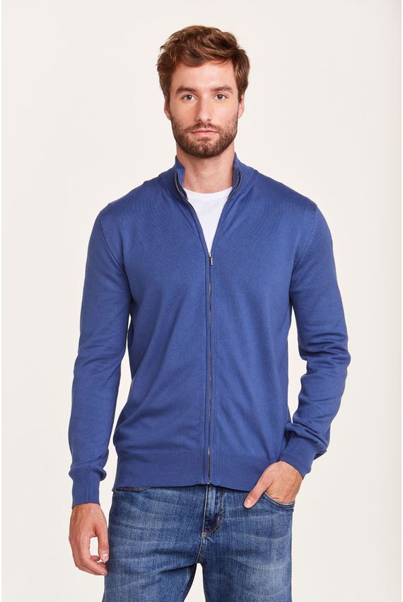 Tricot Pablo Full Zíper Azul Índigo
