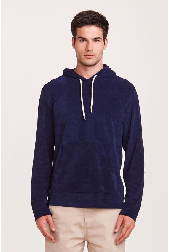 Moletinho Plush Canguru Eco Capuz Azul Marinho