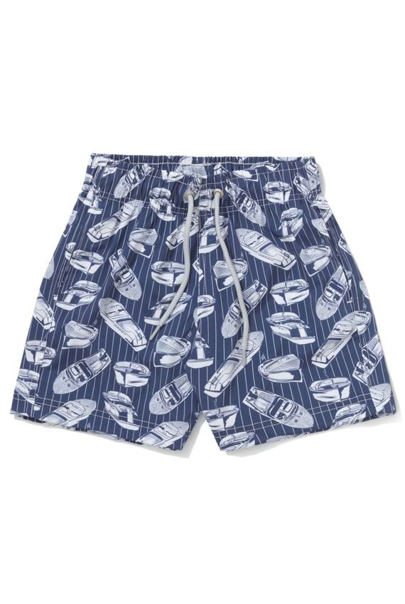 Short Água Barco Boys Azul Marinho e Branco
