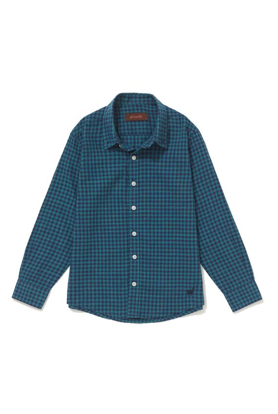 Camisa Voil Vichy Xadrez Boys Azul Marinho E Verde