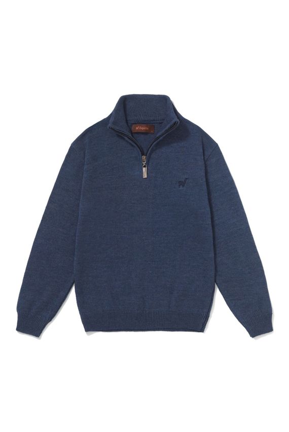 Tricot Pablo Meio Zíper Boys Azul Índigo