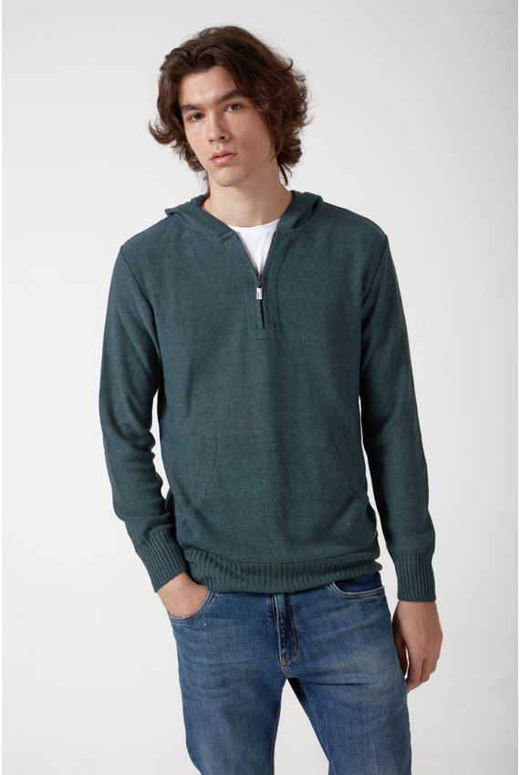 Tricot Canguru Capuz - I24 - Verde Mescla