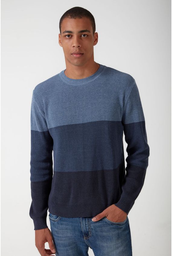 Tricot Listras Mescla - I24 - Azul
