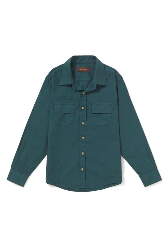 Camisa Sarja Tinturada Bolsos Boys - I24 - Verde Garrafa