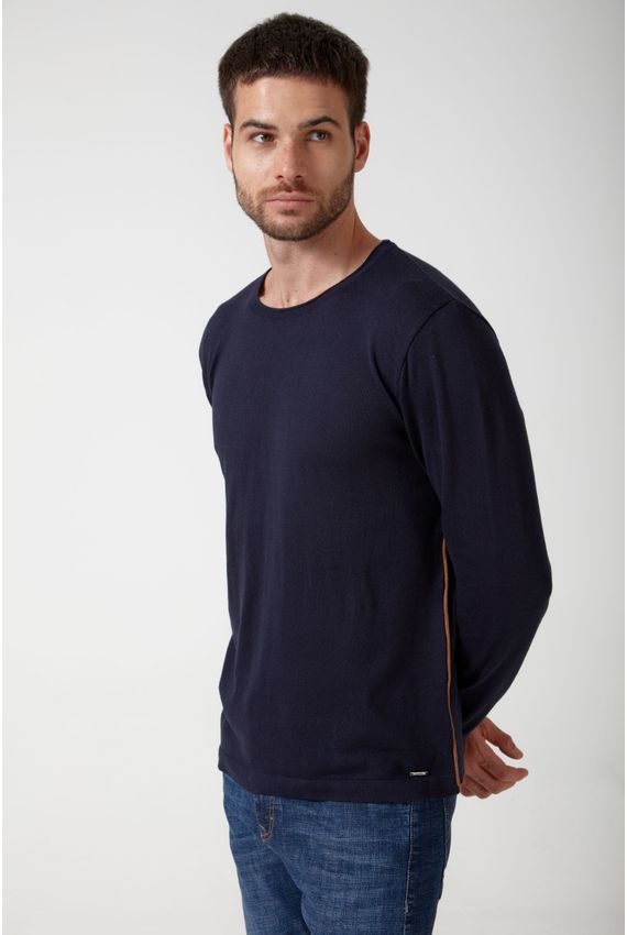 Tricot Pull Gola A Fio Vivo - I24 - Marinho