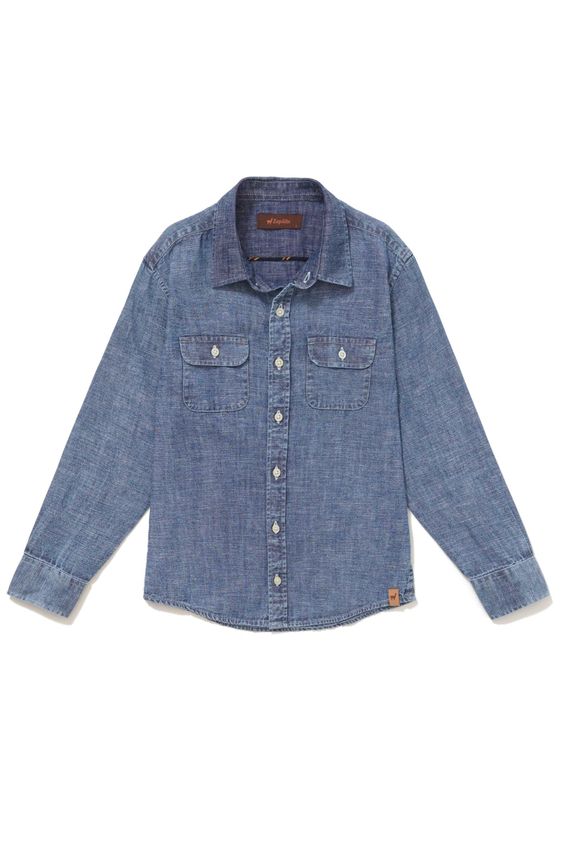 Camisa Jeans Bolsos Boys - I23-Azul