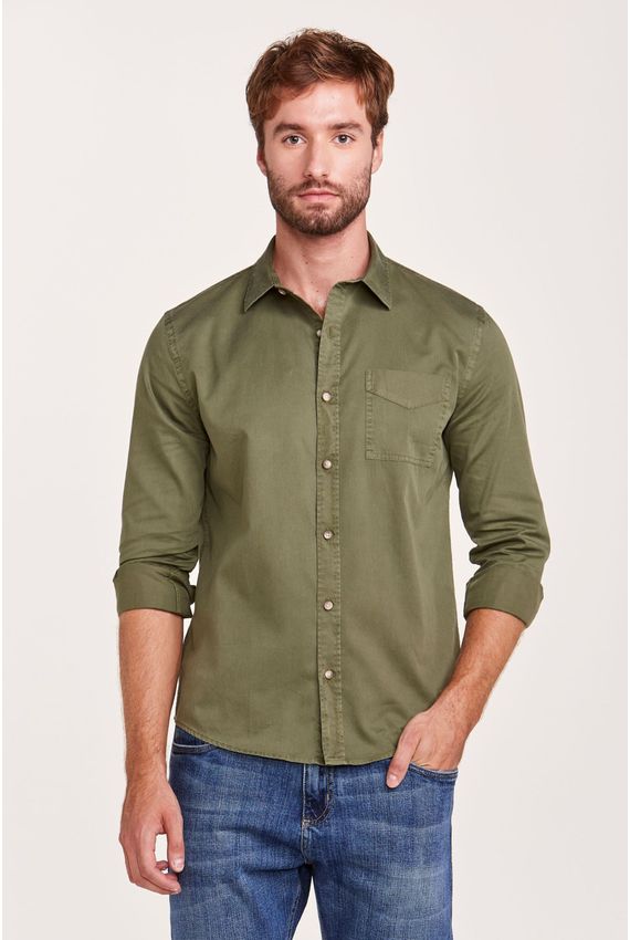 Camisa Sarja Tinturada Verde
