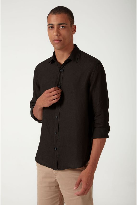 Camisa Linho Tinturada - I24 - Preto