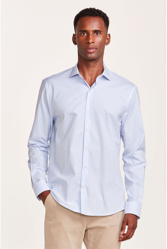 Camisa Premium Listras - I24 - Branco C/Azul