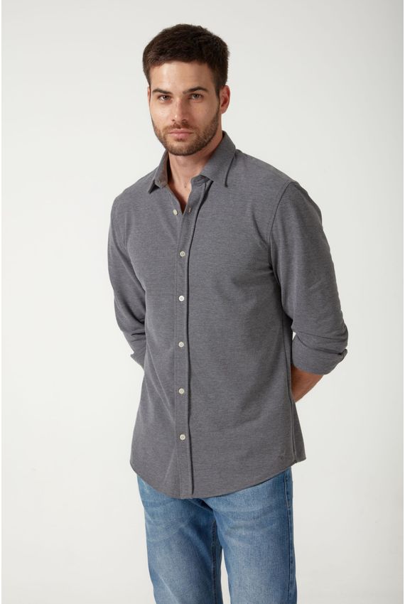 Camisa Piquet Mescla - I24 - Cinza