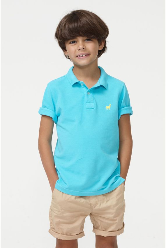Polo Lhama Boys - V24-Azul Turquesa