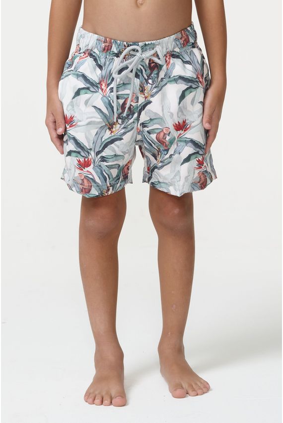 Shorts Agua Tropical Boys - V24-Verde C/ Off White