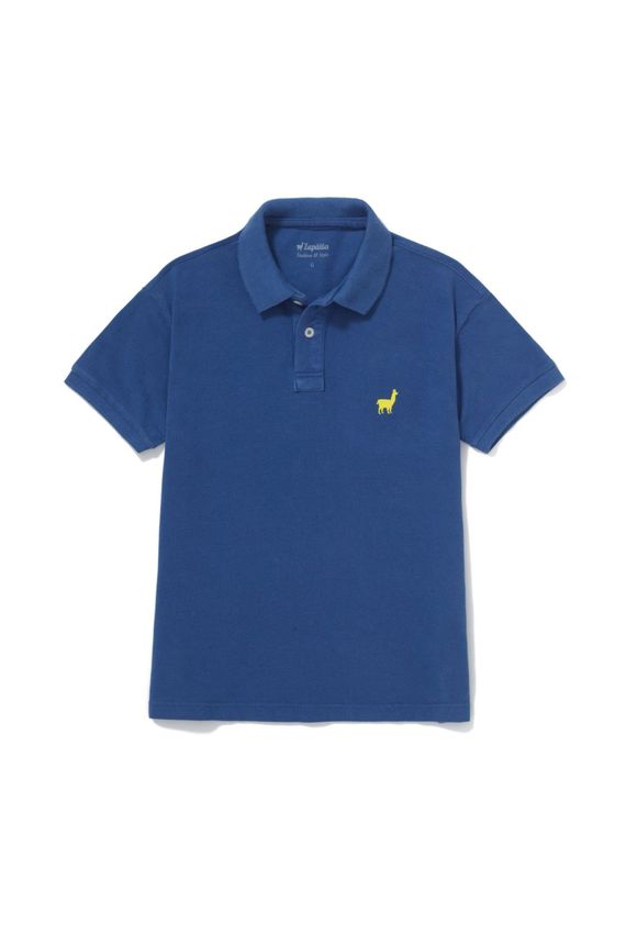 Polo Lhama Malha Piquet Boys Azul Índigo