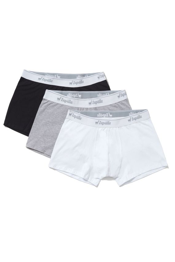 Kit Cueca Boxer C/ 3-Preta/Mescla/Branca