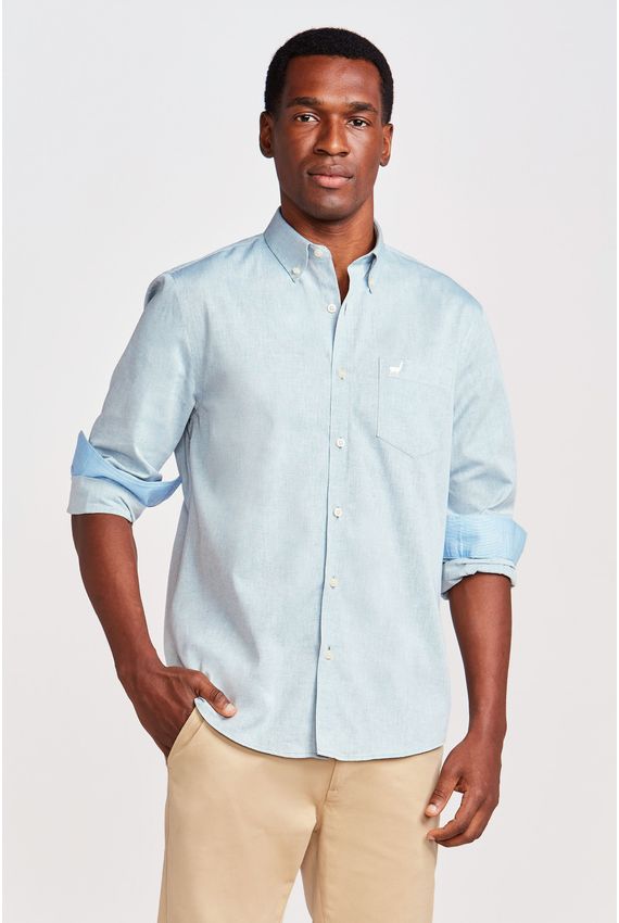 Camisa Bd Chambray Bolso Verde